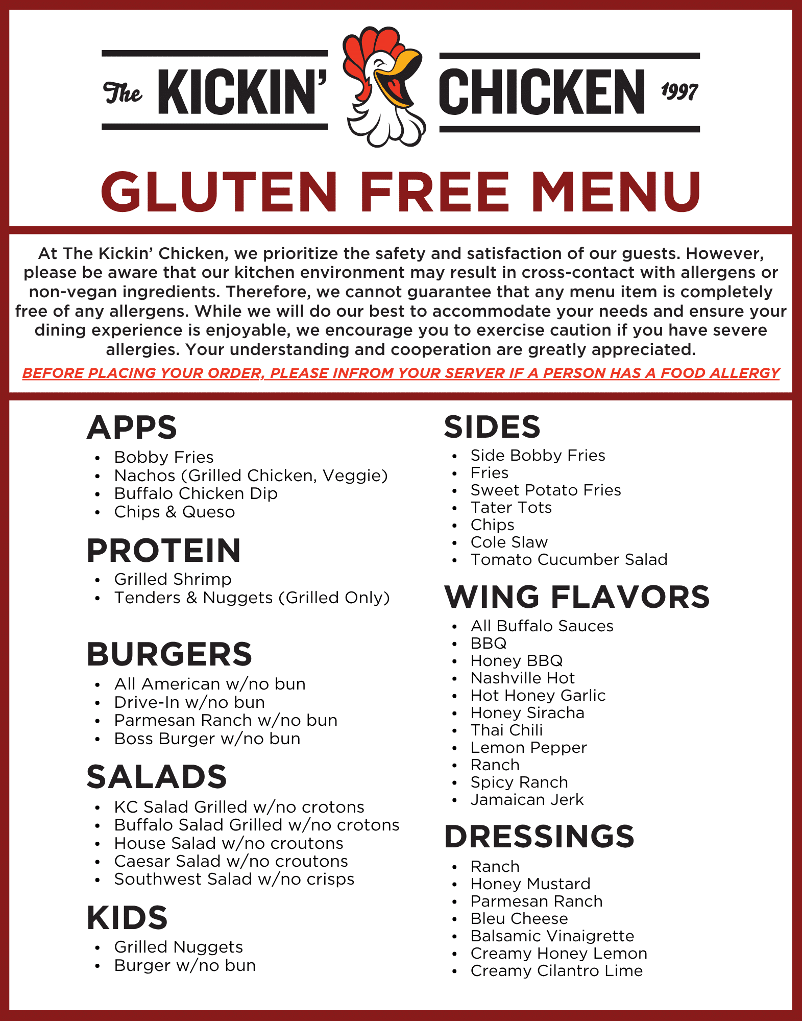 ALLERGEN MENU